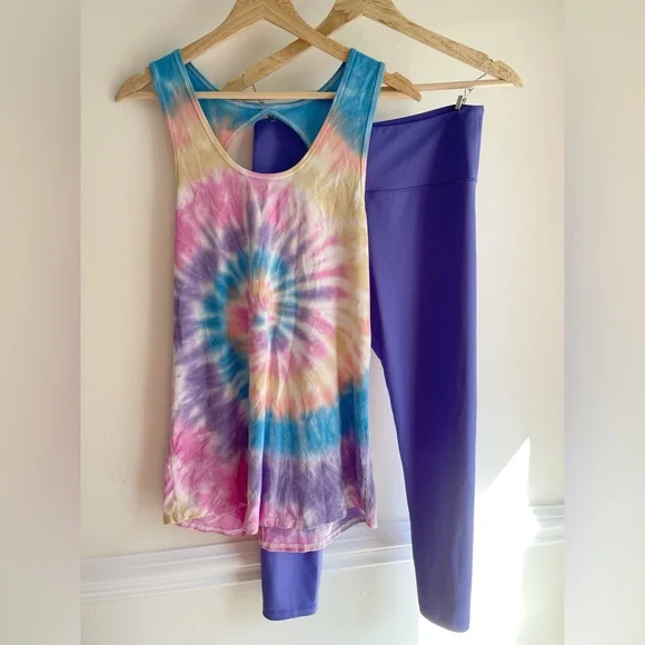 Zyia Active Tie Dye Racerback Tank Top Large - Picture 4 of 7